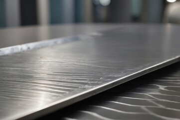 Wall Mural - close-up of metallic surface with parallel lines creating texture