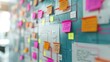 © raining - Workflow Planning Board with Colorful Sticky Notes