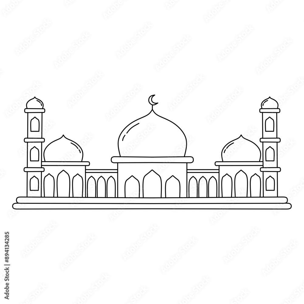 Mosque islamic building line art for coloring page activity Stock ...