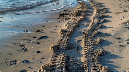 Poster - Tire Tracks on the Beach