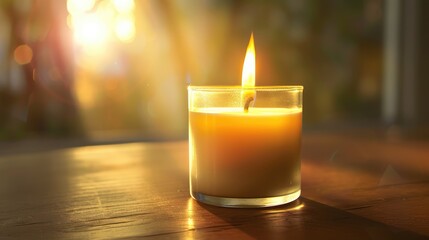 Canvas Print - burning candle in the glass