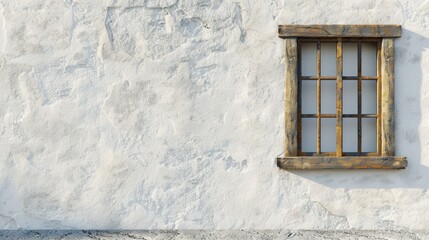 Poster - Rustic Wooden Window on White Wall