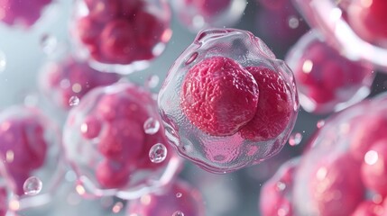 Wall Mural - 3d illustration of embryonic stem cells in cellular therapy, showcasing advanced concepts in stem ce