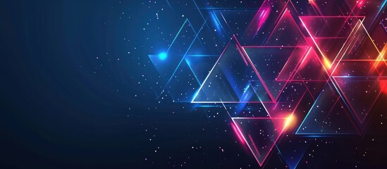 Poster - Abstract Triangles with Neon Lights