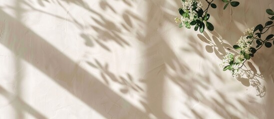 Poster - Sunlight and Shadows on a Wall with Flowers