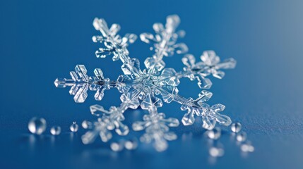 Poster - A Single Snowflake on a Blue Background