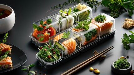 Wall Mural - Customizable meal kits, futuristic food packaging,