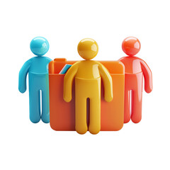 Poster - 3D icon - people with Folder icon, on isolated transparent background