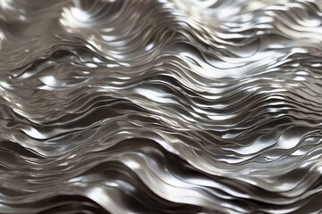 Canvas Print - Digital abstract of silver waves flow creating interesting and dynamic backgrounds