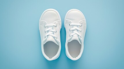 Poster - White Sneakers on Blue Background