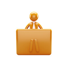 Poster - 3D icon - people with Folder icon, on isolated transparent background