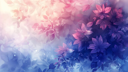 Poster - Dreamy Floral Illustration with Pink and Blue Flowers