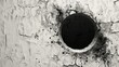 © 2rogan - Black hole on textured white wall background