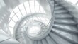 © KALEYA - Spiral staircase inside a modern cylindrical building with glass floors