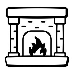 Sticker - A hand drawn icon of fireplace 