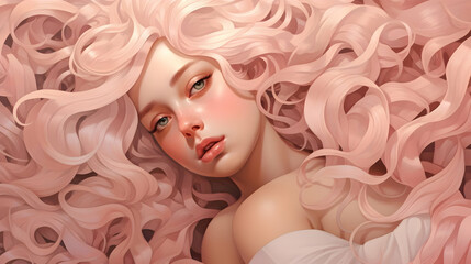 Canvas Print - Pink Hair Woman Illustration