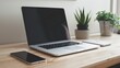 © raining - Modern Workspace with Laptop and Green Plants