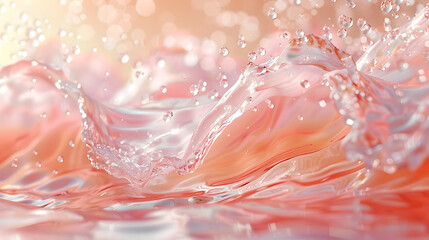 Sticker - Water Splash on Pink Abstract Background 3D Illustration