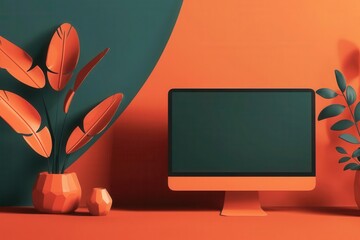 Digital interface frame, balanced layout, flat design illustration