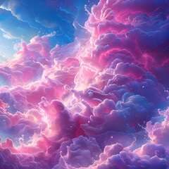 Sticker - Abstract Pink and Blue Cloud Illustration