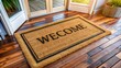 © DigitalArt Max - Cozy doormat with a warm and inviting message in a modern font, placed on a clean and stylish porch, perfect for a welcoming home.