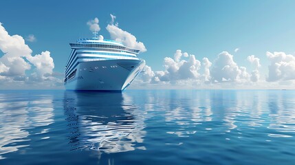 Wall Mural - Cruise Ship Sails on Calm Waters