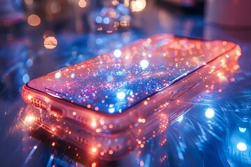 Wall Mural -  Phone case featuring glowing lights for a trendy and functional design.