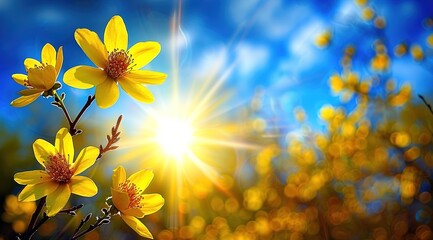 Wall Mural - sun with flower