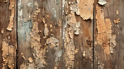 Wall Mural - Peeling wooden paint texture background with rustic brown surface and space for design