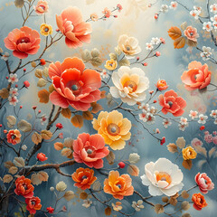 Sticker - Vibrant Floral Branch Painting