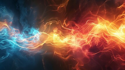 Canvas Print - dynamic energy flow visualization with abstract light trails and vibrant particle waves on dark back