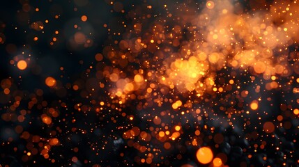 Wall Mural - a mesmerizing abstract background filled with vibrant orange and gold sparkles on a dark backdrop, p