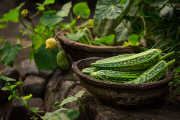 Wall Mural - The medicinal significance of Trichosanthes cucumerina, emphasizing its use in traditional medicine - Generative AI