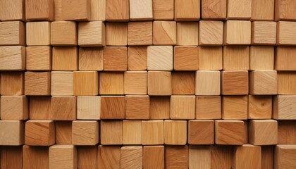 Wall Mural - Wooden Block Wall.