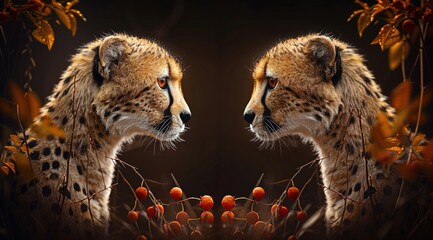 Wall Mural - cheetah and cub