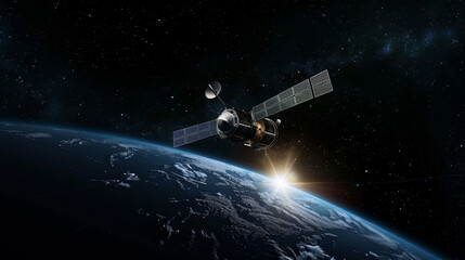 a space satellite called express a, which is a modern telecommunications satellite, is alone in spac