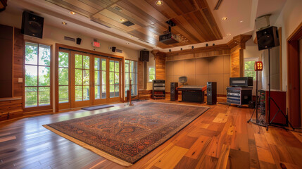 Wall Mural - A spacious recording studio with no equipment or furnishings