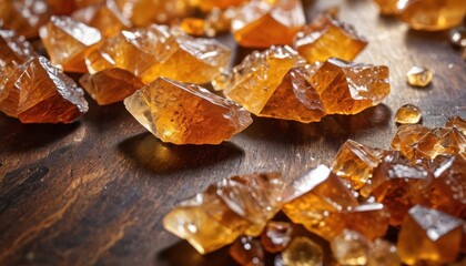 Wall Mural - Brown Rock Candy on Wood Background.