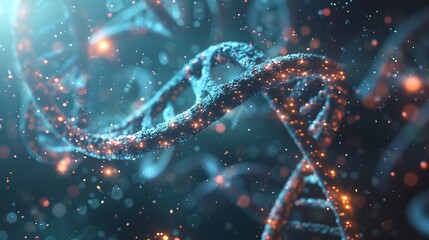 Wall Mural - abstract biomedical research background with dna helix, molecular models, and data visualization for