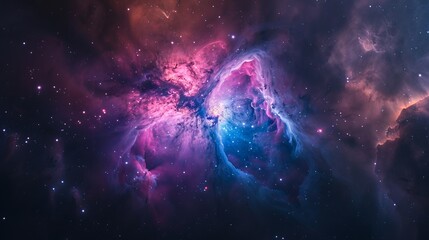 Wall Mural - colorful nebula gas cloud illuminating deep outer space with vibrant stellar gases and cosmic dust -