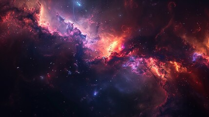 Wall Mural - colorful nebula gas cloud illuminating deep outer space with vibrant stellar gases and cosmic dust -