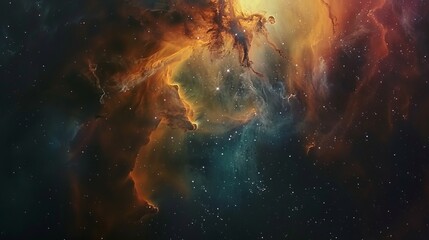 Wall Mural - colorful nebula gas cloud illuminating deep outer space with vibrant stellar gases and cosmic dust -