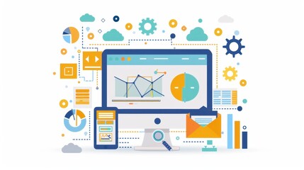 Wall Mural - seo (search engine optimization): enhancing the quality and quantity of traffic to a website by opti