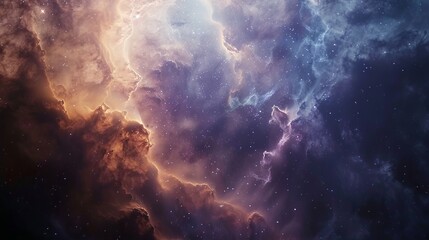 Wall Mural - colorful nebula gas cloud illuminating deep outer space with vibrant stellar gases and cosmic dust -