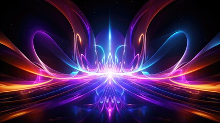 Poster - digital abstract futuristic background glow in neon colors