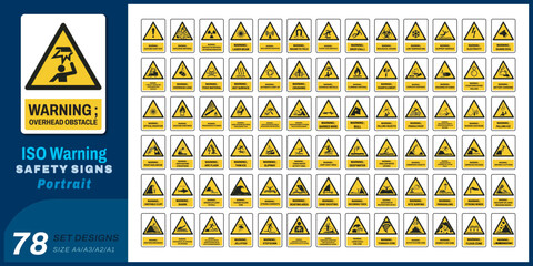 Wall Mural - 78 set iso warning safety signs v20 size a4,a3,a2,a1	