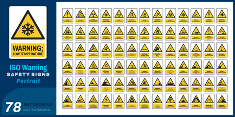 Wall Mural - 78 set iso warning safety signs v10 size a4,a3,a2,a1	