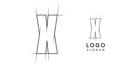 Fototapete - Letter X pencil drawn, architectural blueprint logo design, construction plan, technical drawing. Ideal for corporate branding, industrial projects, engineering firms. Vector illustration