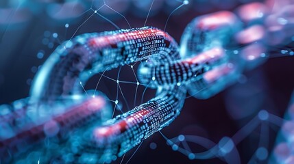 Wall Mural - abstract digital chain with internet connection network for crypto blockchain innovation technology 