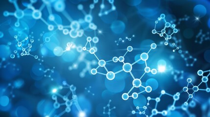 Wall Mural - structure of molecule and communication concept with dna, atom, and neurons featuring connected line